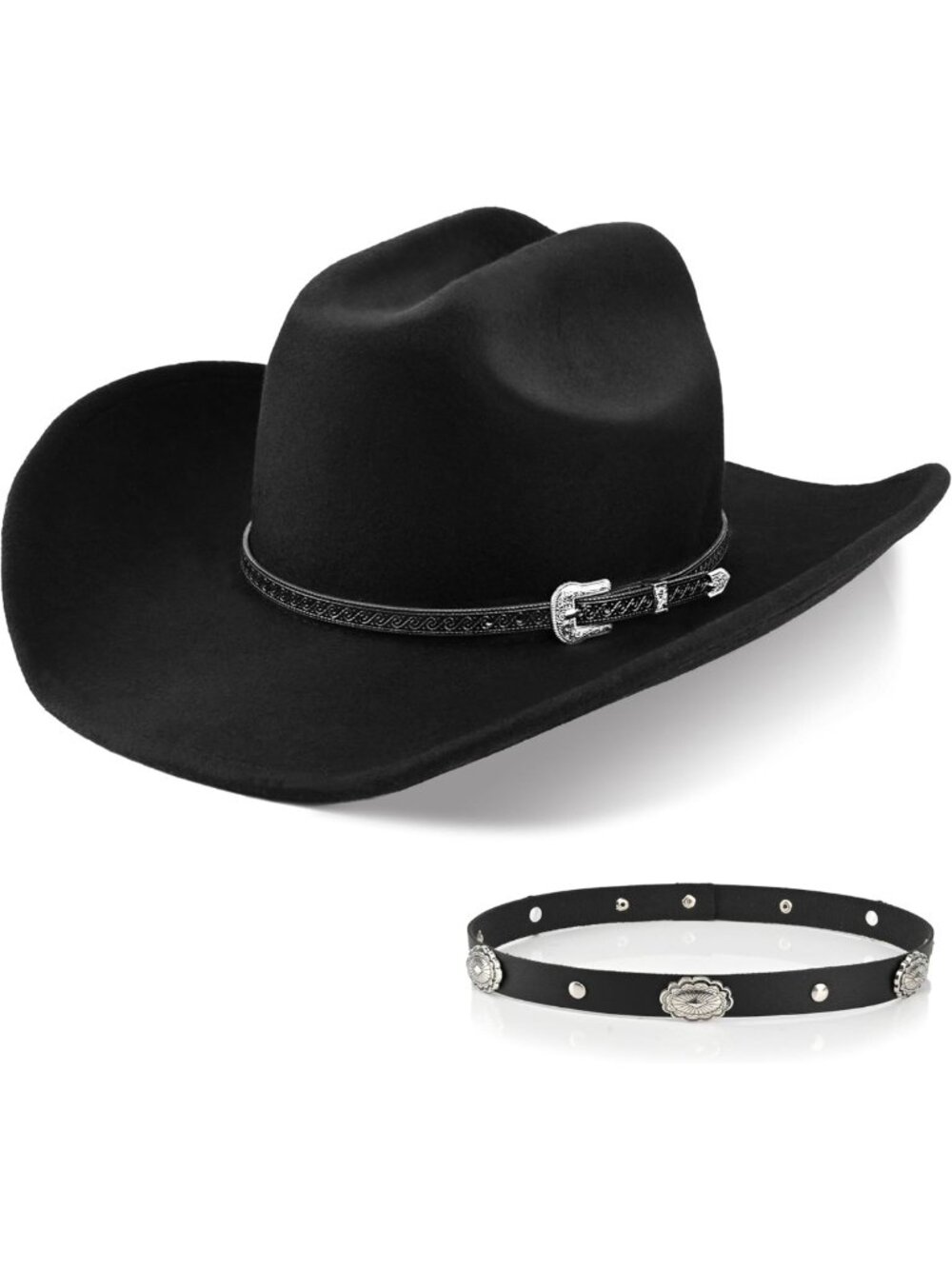 100% Wool Cowboy Hat for Men & Women | Classic Fedora with Decorative Bands